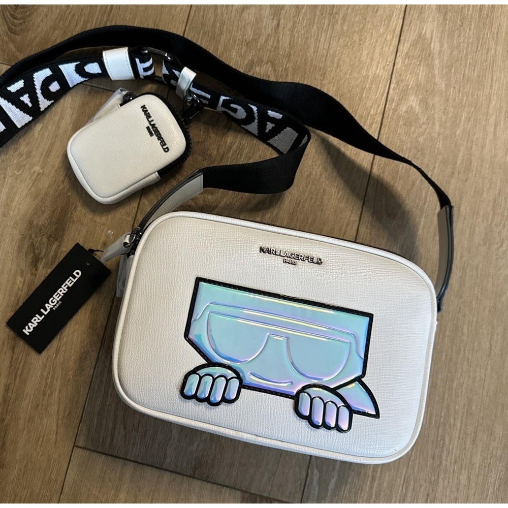 Karl Lagerfeld Paris White Crossbody Bag Women's Iridescent Karl Charm New